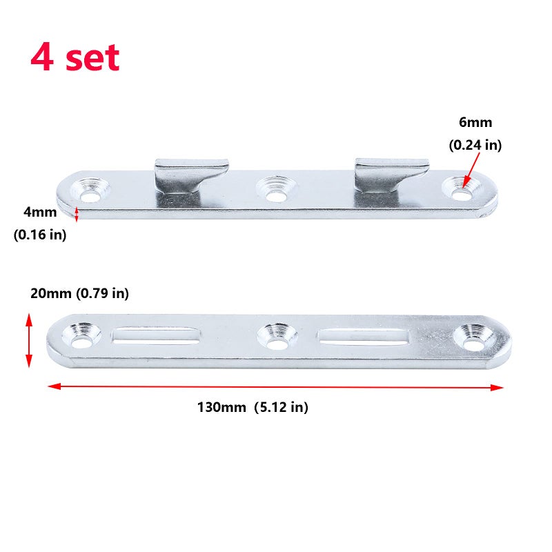 Antrader Wood Bed Rail Connecting Fittings, 5.1 Inch Zinc Round Bed Hook, Set of 4 - Image 2